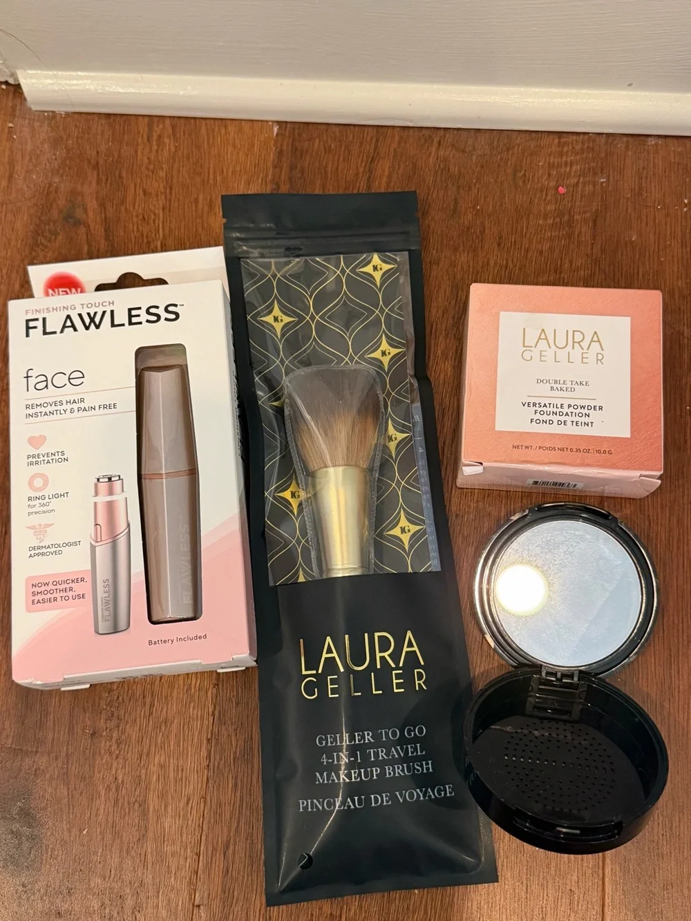 Laura Geller Powder Foundation,Travel Makeup Brush, flawless face hair removal